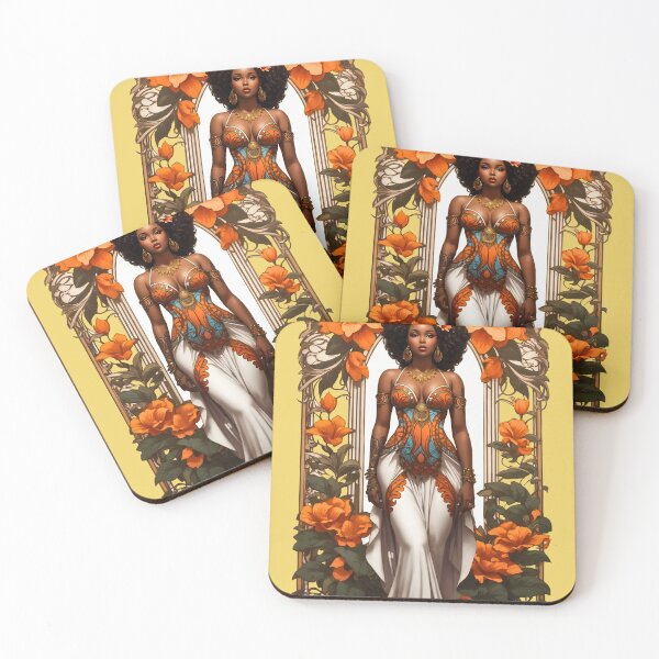 Item preview, African beautiful tribal woman retro vintage floral design designed and sold by BorgSpareParts.