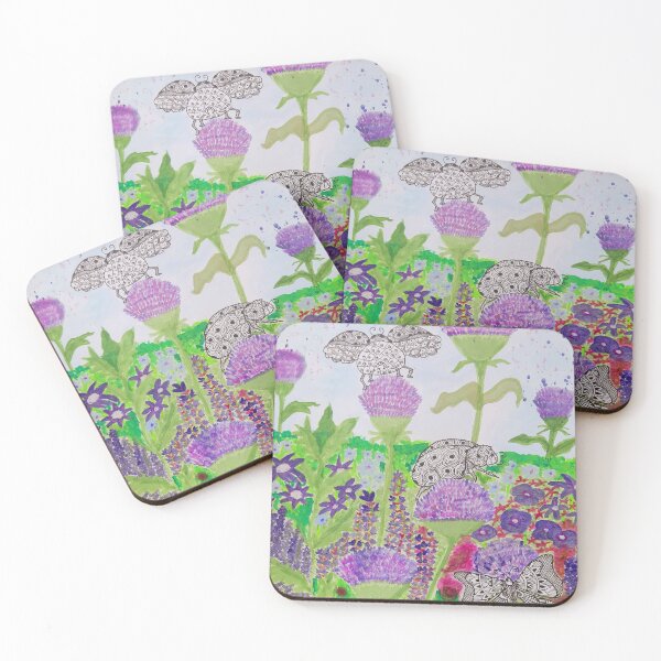 Item preview, Ladybugs and butterflies in the purple flower field  designed and sold by Kiruthikaarts.