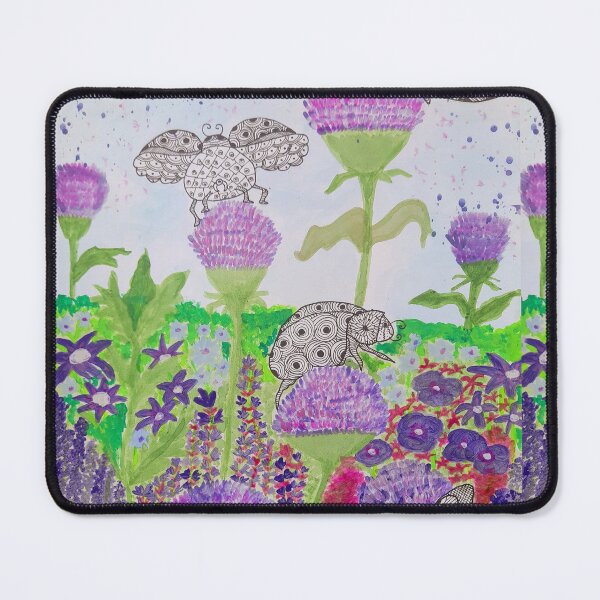 Item preview, Ladybugs and butterflies in the purple flower field designed and sold by Kiruthikaarts.
