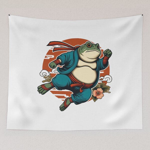 Item preview, Japanese frog art sticker t-shirt designed and sold by Arctic frame studio.