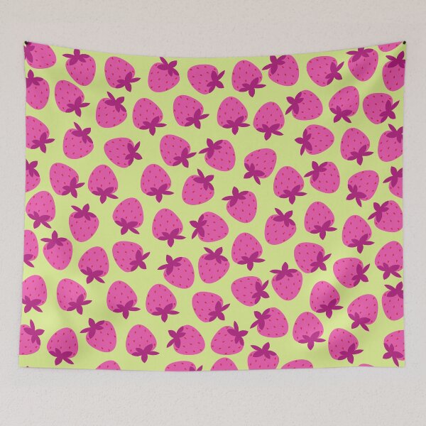 Item preview, pink strawberry field summer cute nature fruit girly pattern designed and sold by DesignYourWaystore.