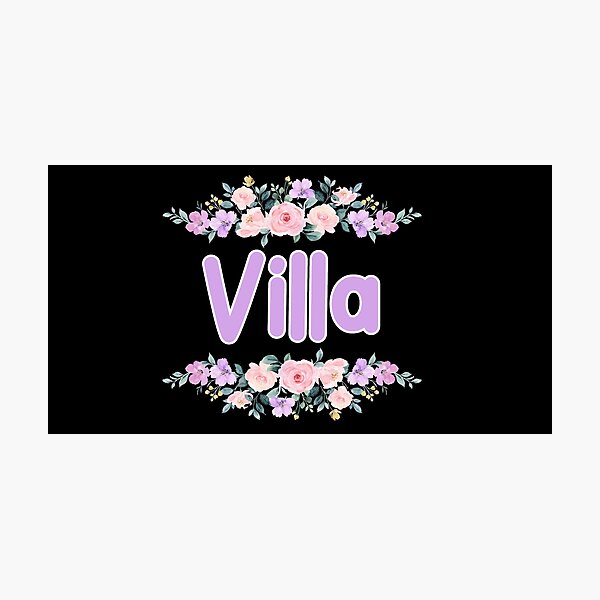 Item preview, Purple Flower Villa Name Label (Black) designed and sold by NormadWorld.