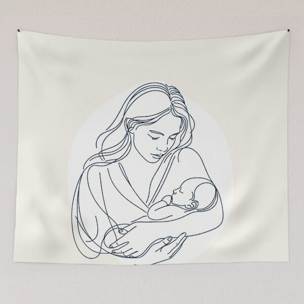 Item preview, Mother with Newborn Baby - Line Art  designed and sold by LineArtByLovi.
