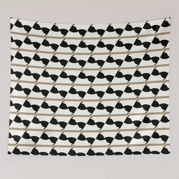 Aperçu de l'œuvre Motif géométrique esthétique minimal moderne crème et noir créée et vendue par Mehwish.