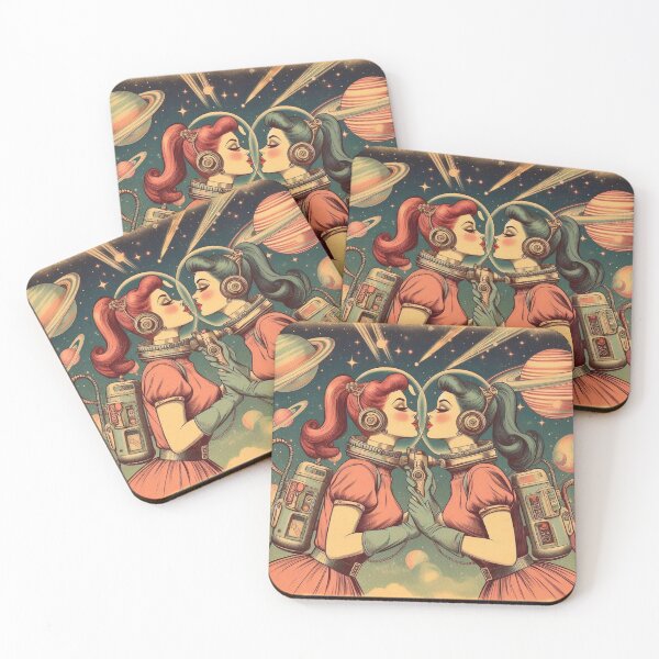 Item preview, Retro Futurism: 1950s girls kissing in space designed and sold by thebennington12.