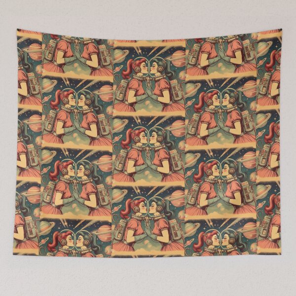 Item preview, Retro Futurism: 1950s girls kissing in space designed and sold by thebennington12.