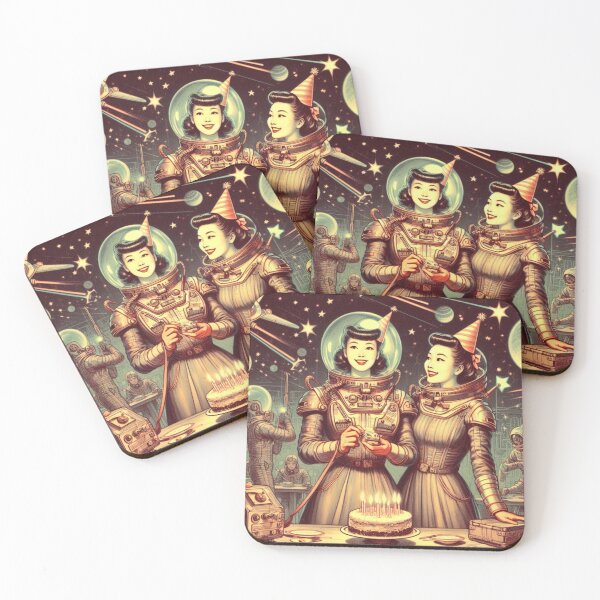 Item preview, Retro Futurism: 1950s girls celebrating birthday in space designed and sold by thebennington12.