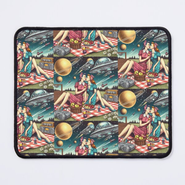Item preview, Retro futurism: 1950s girls kissing at a picnic designed and sold by thebennington12.