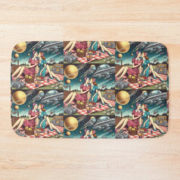 Item preview, Retro futurism: 1950s girls kissing at a picnic designed and sold by thebennington12.