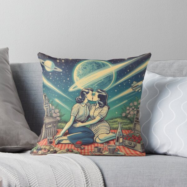 Item preview, Retro futurism: 1950s girls kissing at a picnic designed and sold by thebennington12.