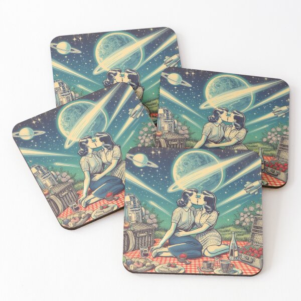 Item preview, Retro futurism: 1950s girls kissing at a picnic designed and sold by thebennington12.