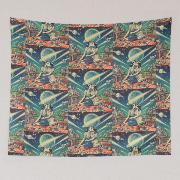 Item preview, Retro futurism: 1950s girls kissing at a picnic designed and sold by thebennington12.