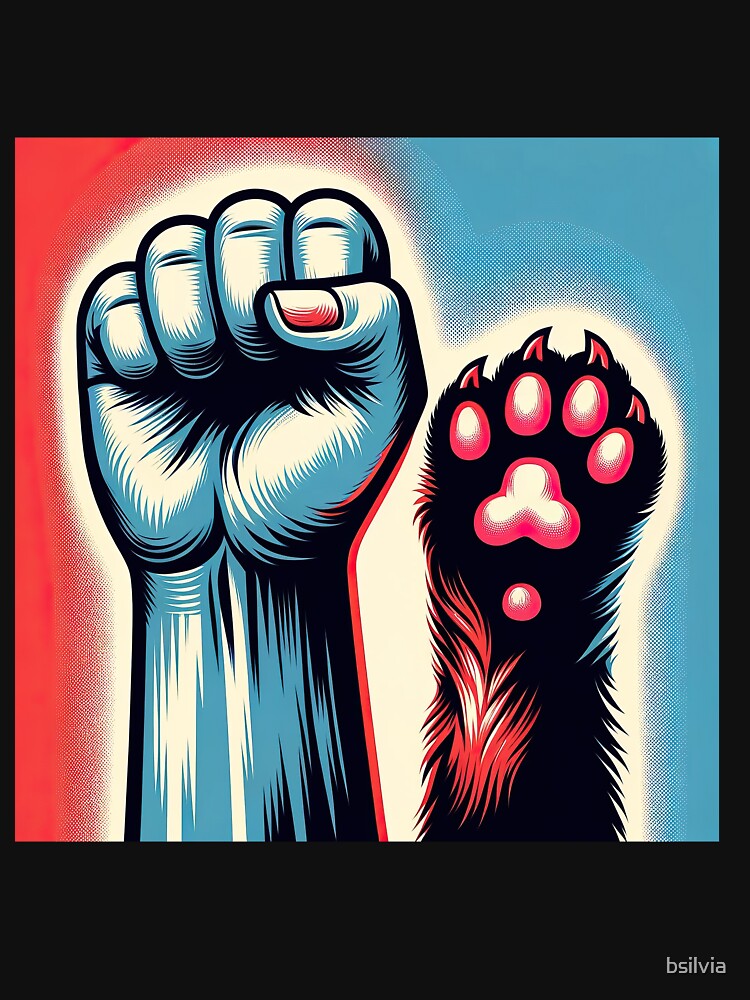 Thumbnail 7 of 7, Active T-Shirt, Paws and Protest: United Strength Illustration designed and sold by bsilvia.