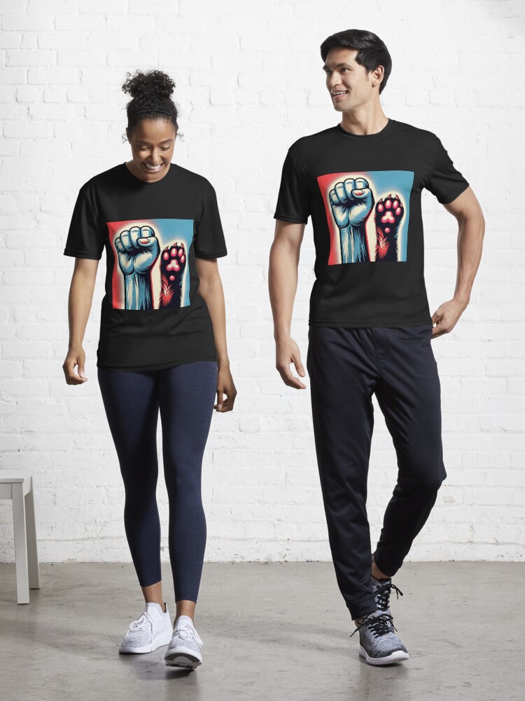 Thumbnail 1 of 7, Active T-Shirt, Paws and Protest: United Strength Illustration designed and sold by bsilvia.