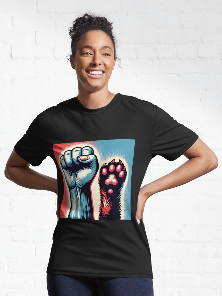 Thumbnail 6 of 7, Active T-Shirt, Paws and Protest: United Strength Illustration designed and sold by bsilvia.