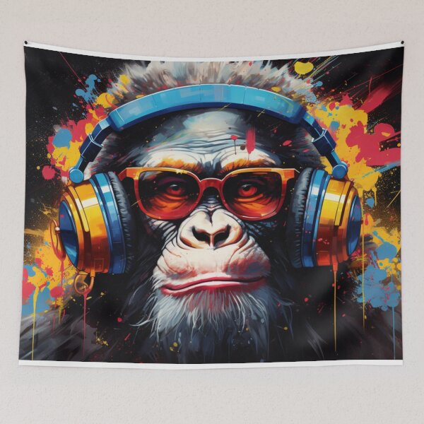 Item preview, DJ Monkey Thinker with Headphones and Glasses designed and sold by GrinGalore.