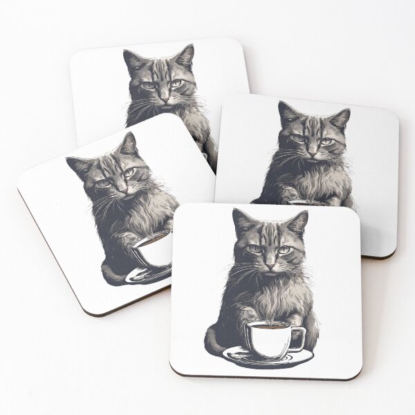 Item preview, Cat Drinking Coffee designed and sold by anaraee.