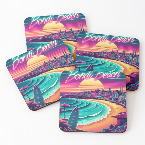 Item preview, Neon Waves: 80s Style Surf Vibes, Bondi Beach Sydney - Retro Poster" designed and sold by wildstraya.
