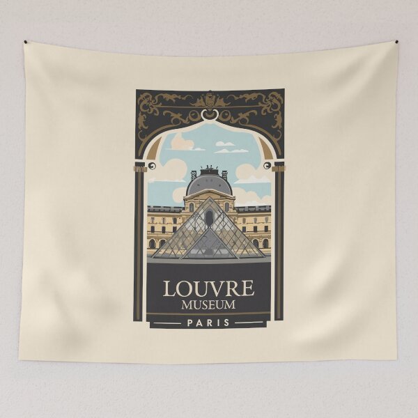 Item preview, A Vintage Travel Art of the Louvre Museum in Paris - France  designed and sold by GoodOldVintage.