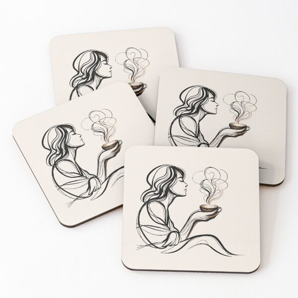 Item preview, Girl with Coffee Cup - Minimalist Line Art  designed and sold by LineArtByLovi.