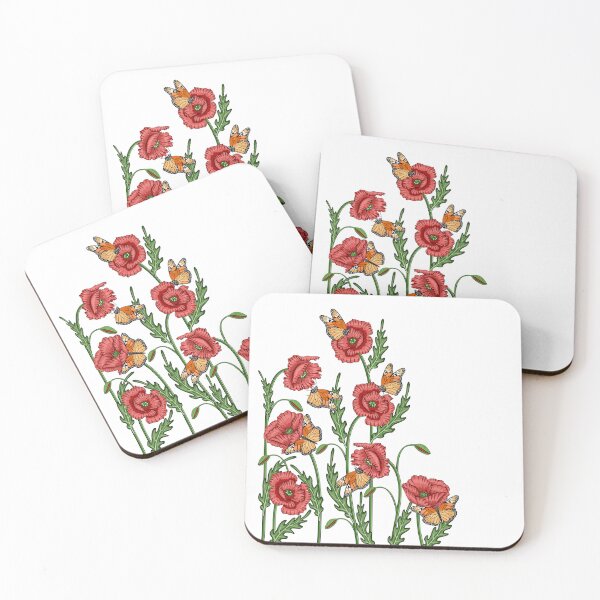 Item preview, Poppies And Butterflies Art designed and sold by Ayesha Saleem.