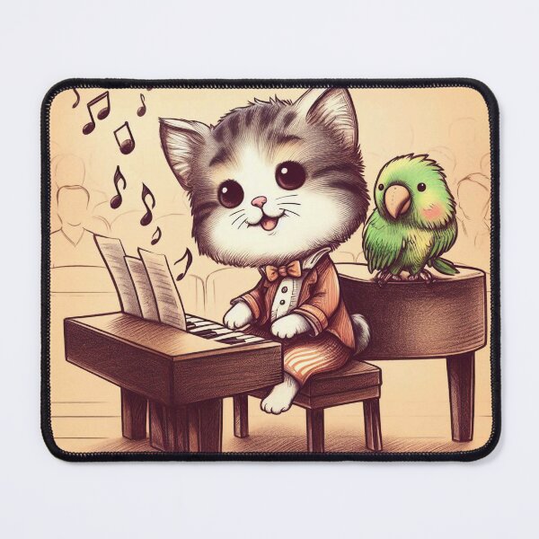 Item preview, Pianist Cat With Parrot Friend Performing designed and sold by İlker Berk Ergan.