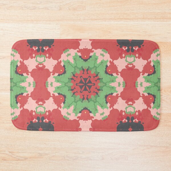 Artikelvorschau, Retro-Mandala-Blume grün und rot entworfen und verkauft von WormholeOrbital.