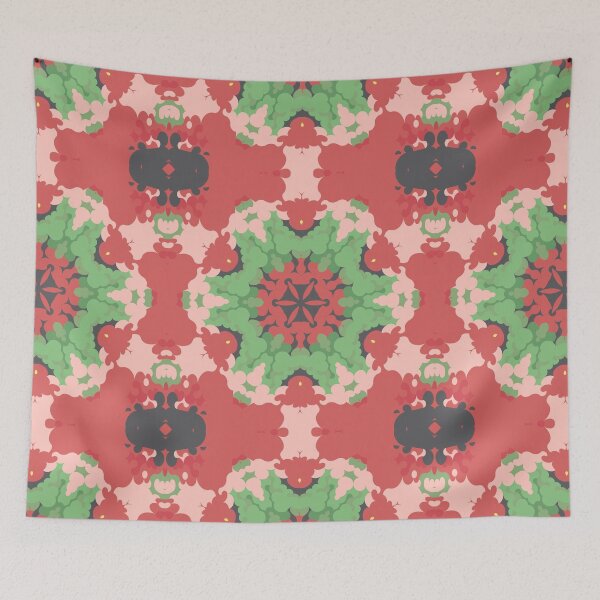Artikelvorschau, Retro-Mandala-Blume grün und rot entworfen und verkauft von WormholeOrbital.