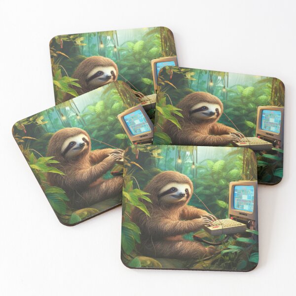 Item preview, Sloth playing Retro Computer Game 01 designed and sold by mhfoto.