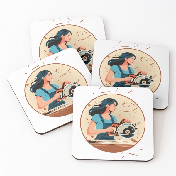 Item preview, Women woodworkers: woman carrying a circular saw designed and sold by Twenty2Creative.