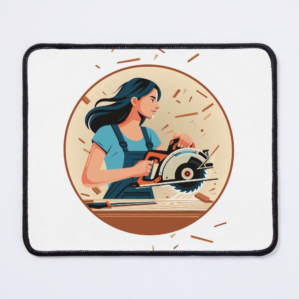 Item preview, Women woodworkers: woman carrying a circular saw designed and sold by Twenty2Creative.