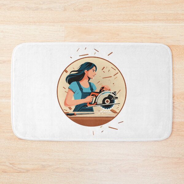 Item preview, Women woodworkers: woman carrying a circular saw designed and sold by Twenty2Creative.
