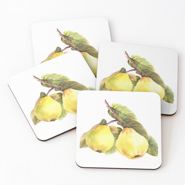Item preview, Watercolor hand drawn branch of quince fruits with leaves seamless pattern designed and sold by BartolArt.