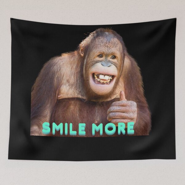 Item preview, Orangutan smiles, presses "Like", lives a positive life, big monkey is happy, uses his picture to make t-shirts and meme stickers. designed and sold by attakorn.