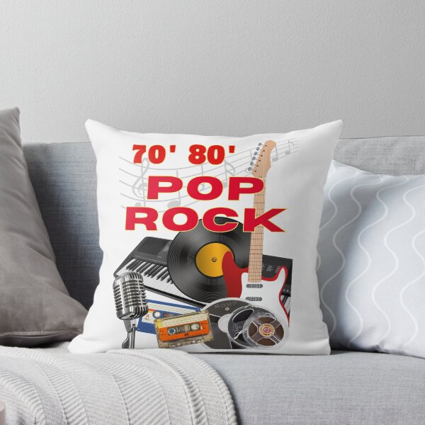 Item preview, 70's 80's POP ROCK | Guitar, keyboard, vinyl record, magnetophone tape, compact cassette and microphone  designed and sold by PERIferyART.