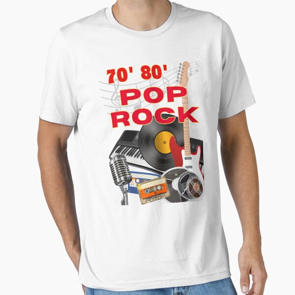 Item preview, 70's 80's POP ROCK | Guitar, keyboard, vinyl record, magnetophone tape, compact cassette and microphone  designed and sold by PERIferyART.