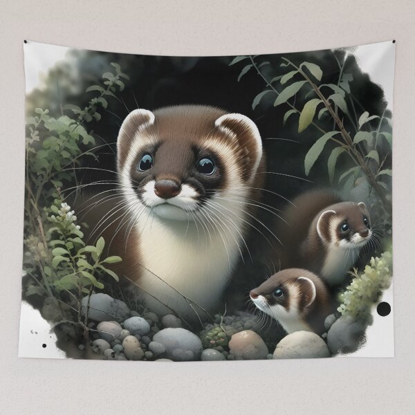 Item preview, Japanese weasel animal art designed and sold by RubisLeaf.