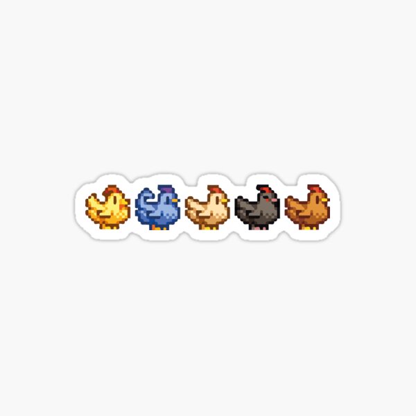 Aperçu de l'œuvre Poulets de Stardew Valley créée et vendue par chipmuckdesignn.