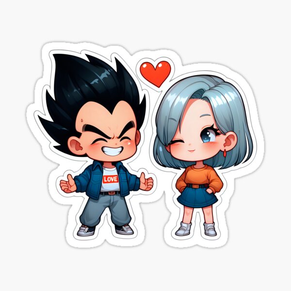 Aperçu de l'œuvre Chibi Love: Couple parfait Vegeta et Bulma Sticker créée et vendue par diegomenjivar92.