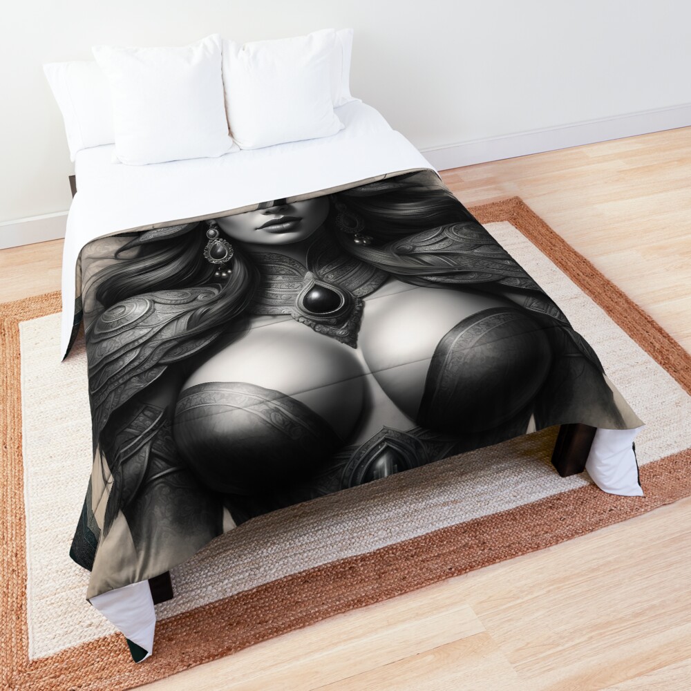 Nemah The Enchantress AI Concept Art by Xzendor7 - A Captivating Vision Of Beauty 3 Nemah The Enchantress Spectacular AI Concept Art Illustration Portrait by Xzendor7 Decorative Comforter Art Print