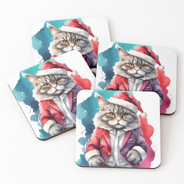 Item preview, Santa cat wearing a suit -Christmas Animals for cat lover designed and sold by StarrArtDesign.