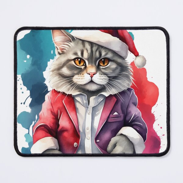 Item preview, Santa cat wearing a suit -Christmas Animals for cat lover designed and sold by StarrArtDesign.