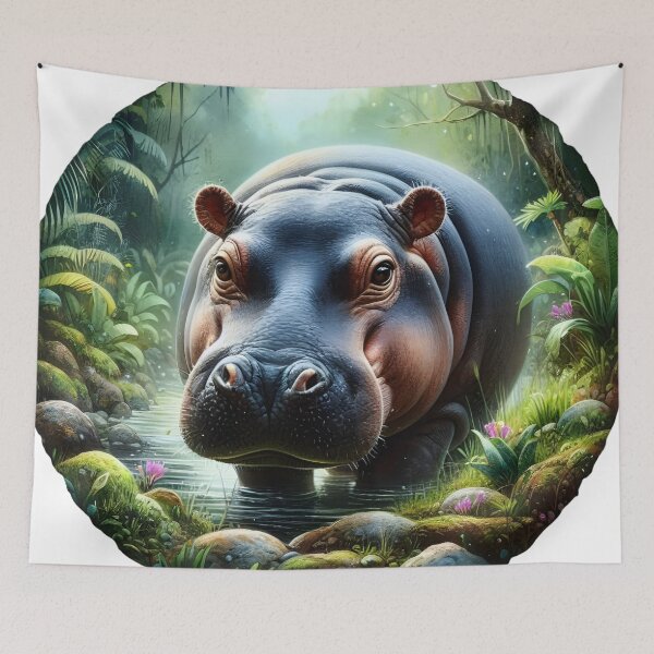 Item preview, Pygmy hippopotamus animal art designed and sold by RubisLeaf.