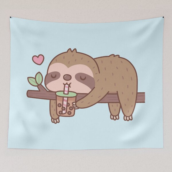 Item preview, Cute Chilling Sloth Drinking Bubble Tea designed and sold by rustydoodle.