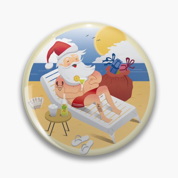 Item preview, Tropical Santa Claus drinking a cocktail on the beach designed and sold by Rômulo Queiroz.