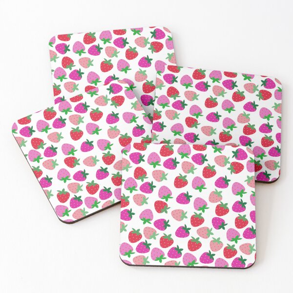 Item preview, pink strawberry field summer cute nature fruit girly pattern designed and sold by DesignYourWaystore.