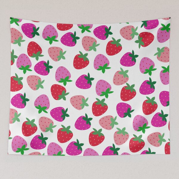 Item preview, pink strawberry field summer cute nature fruit girly pattern designed and sold by DesignYourWaystore.