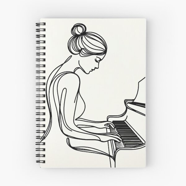 Item preview, Girl Playing the Piano - Line Art  designed and sold by LineArtByLovi.