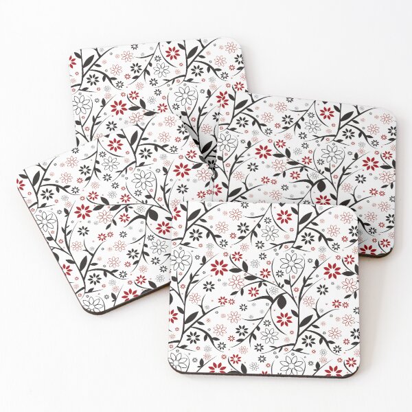 Item preview, Red and Black flower trees seamless pattern  designed and sold by ThePurplePrints.