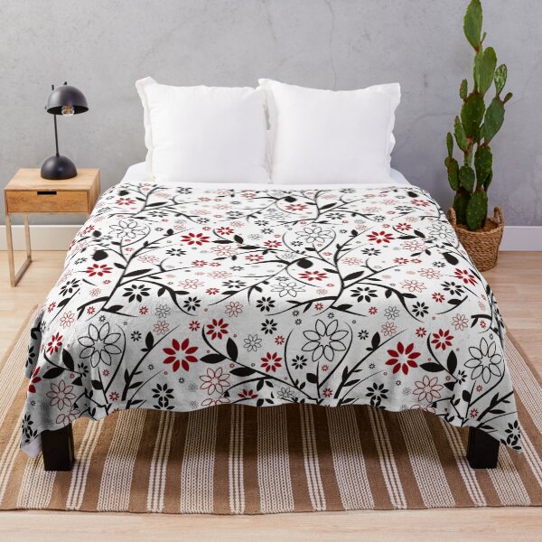 Item preview, Red and Black flower trees seamless pattern  designed and sold by ThePurplePrints.